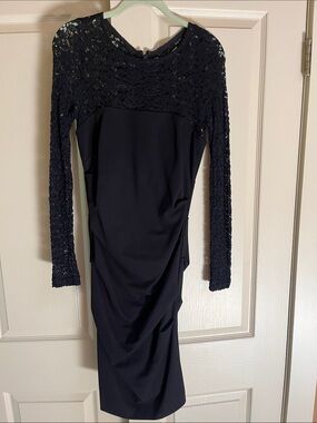 nicole miller long sleeve black dress Naomi Long Sleeve Midi Dress In Very Black